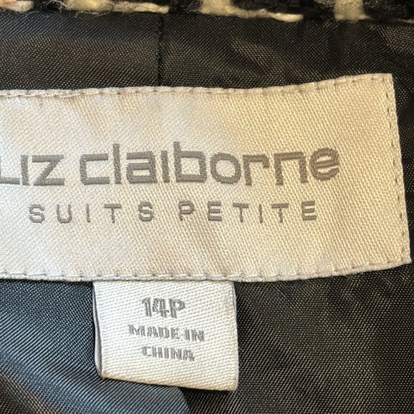 🔥SALE🔥 Liz Clairborne Houndstooth Black/White Jacket size 14P - Picture 5 of 8
